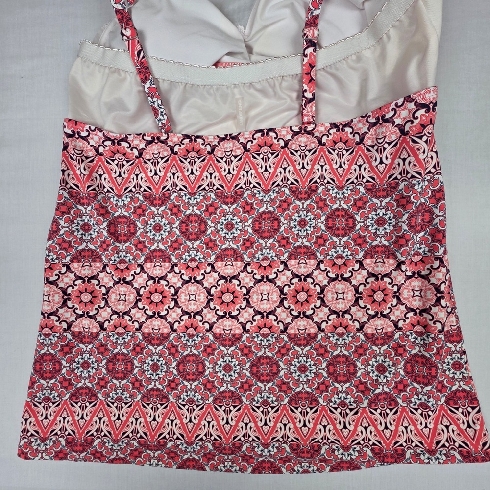 Lands' End Medallion Print Tankini Swim Top 18 Coral White Womens Geometric - Picture 4 of 10